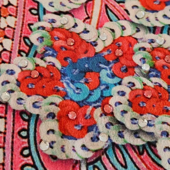 TRUE Colours Size L, XL Silk Long Kimono SequinCardigan Lightweight Pink Robe - Picture 9 of 16